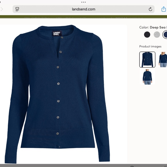 LANDS END PLUS SIZE SUPIMA COTTON CARDIGAN SWEATER - Picture 4 of 4